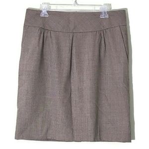 LOFT Tan Houndstooth Midi Pencil Skirt Size 12